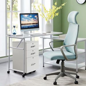 FCH Three Drawers Wooden Filing Cabinet with White Wood Grain Density Board Elegant Office Organization Solution - Product Image 3