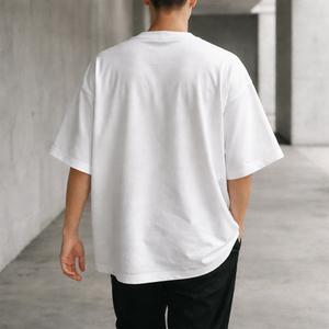 Camiseta Blanca Extra Grande de Algodón para Hombre, Manga Corta, Cuello Redondo, Estilo Casual, Tejido Liso - Product Image 3