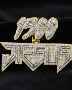 Pendentif unisexe style Hip Hop en argent sterling plaqué or 18 carats et rhodium, entièrement serti de moissanite, motif Jésus 1500 - Product Image 1