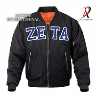 Blouson Bomber matelassé en satin pour femme Zeta Phi Beta avec lettres en sergé à paillettes, coupe-vent ZPB