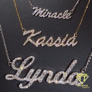 สร้อยคอชื่อประดับเพชรเทียม จี้แบบสั่งทำได้ สร้อยคอหรูหราแบบ Iced Out เครื่องประดับแฟชั่นส่วนตัว - Product Image 5