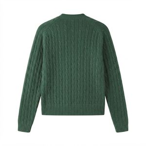 Cardigan en tricot Kapa vert à col en V et manches longues pour femme, style preppy avec numéro appliqué, 100 % coton, idéal pour l'hiver et les sororités - Product Image 5
