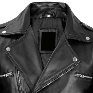 Nuevas llegadas Chaqueta de cuero clásica con cuello en V negra con logotipo personalizado para hombre, chaquetas para hombre, chaqueta de invierno de alta calidad, chaquetas estilo streetwear - Product Image 4
