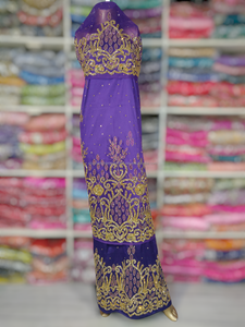 Robes de mariée perlées indiennes George pour femmes pour soirée au Nigeria Wraps perlés en pierre faits à la main - Product Image 4