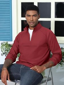 Men's Casual Quarter Zip Pullover-Athletic Windbreaker Lightweight <b>Jackets</b> Hiking Golf for Men Mock Neck <b>with</b> <b>Pockets</b> - Product Image 4