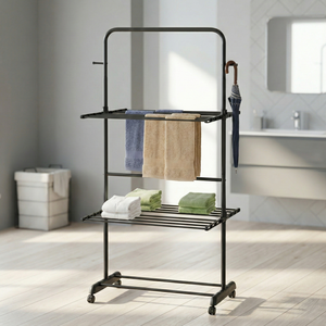 Séchoir à linge multifonctionnel sur pied en acier à 4 niveaux, type aile réglable, pour salle de bain et salon - Design moderne - Product Image 2