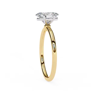 Bague solitaire en diamant de laboratoire taille ovale 1 carat, sertie de quatre griffes doubles, avec tige fine, bijou de fiançailles en or personnalisé et minimaliste - Product Image 3
