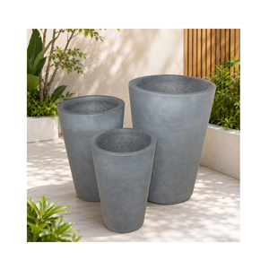 Ensemble de pots de fleurs en fibre de verre grande capacité, prêts à être expédiés, durables, légers, construction écologique, pour plantes d'intérieur et d'extérieur - Product Image 1