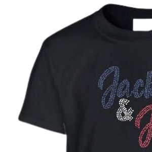 เสื้อยืดคอกลมแขนสั้นสีดำสำหรับวัยรุ่นพร้อมดีไซน์ประดับเพชรสำหรับใส่ไปโรงเรียนทุกวันสตรีทแวร์เสื้อผ้าที่สวมใส่สบาย - Product Image 4
