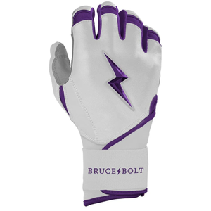 Gants de frappe de baseball en cuir premium personnalisables pour droitier, avec fermeture Velcro, design ergonomique, violet métallisé - Product Image 2