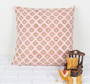 Boho Orange White Tufted Jaipuri Print Cushion Cover Indian Ethnic Decorative <b>Pillow</b> Cover for Sofa Home <b>Decor</b> - Product Image 1