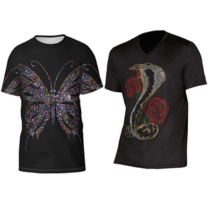 เสื้อยืดผู้ชายลายกราฟิกประดับเพชร แฟชั่นทันสมัย สวมใส่สบาย เหมาะสำหรับสตรีทแวร์ งานแฟชั่น และใส่ในชีวิตประจำวัน - Product Image 4