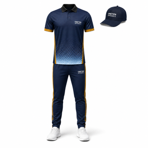 ชุดวอร์มคริกเก็ตไล่เฉดสีสำหรับผู้ชาย เสื้อโปโล กางเกงจ็อกเกอร์ หมวก ชุดแห้งเร็ว ชุดทีม ชุดยูนิฟอร์มแบบกำหนดเอง - Product Image 1