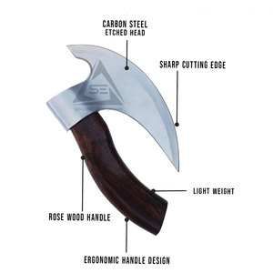 Durable Material Low MOQ Customizable Wood <b>Handle</b> Stainless Steel Blade Pizza Cutting <b>Axe</b> Private Label Best Selling - Product Image 3