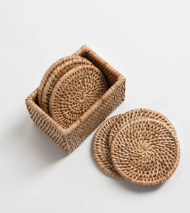 Sous-verre en rotin BOHO avec support, ensemble de sous-verres en rotin pour la maison, accessoire de table - Product Image 5