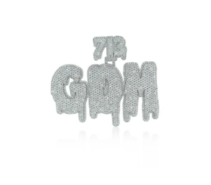 Pendentif Iced GDM Drip en alliage plaqué argent, breloque à thème style Hip Hop, cadeau - Product Image 1