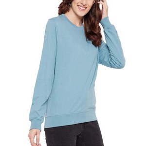 Sweat-shirts pour femmes de qualité supérieure à prix abordable, nouvelle collection, motif uni, col rond, sweat-shirts en coton d'hiver - Product Image 3