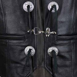 Chaleco de Cuero Original para Hombre, Estilo Motociclista, Cuello en V, Cierre de Botón, Cintura Ajustable, Bolsillos, Ropa Exterior para Otoño, Invierno y Primavera - Product Image 5