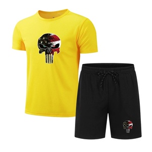 ชุดเสื้อยืดแขนสั้นคอกลมและกางเกงขาสั้น WINRO SPORTS ผ้าเทอร์รี่ โพลีเอสเตอร์ 100% ระบายอากาศได้ดี สไตล์ลำลองสำหรับผู้ชาย ใส่เล่นกีฬาหรือใส่ลำลองในฤดูร้อน พร้อมปักโลโก้ตามสั่ง - Product Image 3