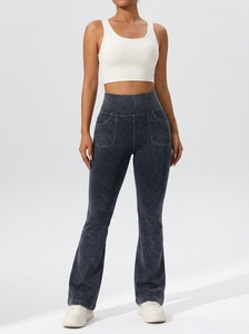 <b>women</b> comfortable <b>flared</b> <b>leggings</b> high waist bootcut yoga pants stretch fitness workout trousers for gym and activewear - Product Image 2