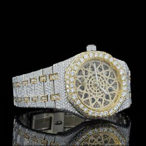 Relojes de Pulsera Redondos con Esfera Afilada, de Acero Inoxidable con Diamantes Moissanite en Dos Tonos Rosa, con Movimiento Japonés Totalmente Automático - Product Image 4