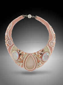 Collar de hilo bordado, collar bohemio bordado, Gargantilla colgante bordada - Product Image 4