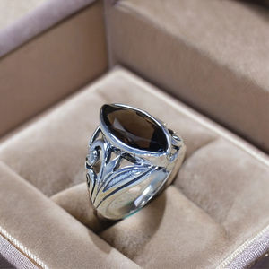 925พลอยควอทซ์สโมคกี้แท้แหวนเงินน้ำหนักเบาทำด้วยมือเครื่องประดับเงินแท้จำนวนมาก - Product Image 1