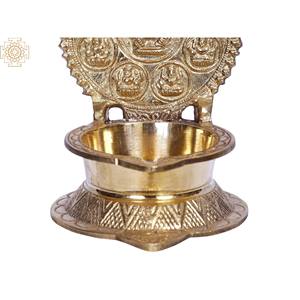 Handmade 6-Inch Ashtalakshmi Diya <b>Lamp</b> in Brass Indian <b>Oil</b> <b>Lamps</b> & Accessories - Product Image 3