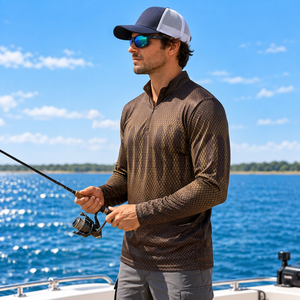 Camiseta de Pesca Personalizada de 180 GSM, Poliéster y Spandex, con Cierre de Cremallera, Protección UPF, para Pescadores - Product Image 4