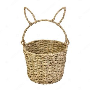 Panier de rangement vintage BUNNY TOTE géométrique pour Pâques, en jonc de mer et rotin, écologique, pour la décoration intérieure et l'utilisation quotidienne en pique-nique - Product Image 5