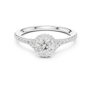 แหวนทองคำขาว 14K ประดับเพชรทรงกลมเพาะเลี้ยงในห้องปฏิบัติการสำหรับผู้หญิง สวมใส่ได้ในที่ทำงาน |   เพชรที่เพิ่งเพาะเลี้ยง - Product Image 1