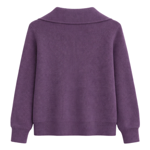 Veste en tricot zippée pour femme, texture côtelée douce, manches longues, col, style décontracté, légère, pour un usage quotidien - Product Image 2