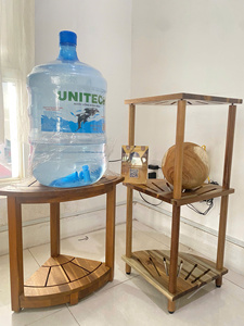 Teak Corner Shower <b>Stool</b>, 18" Inside Shower <b>Stool</b> with Storage Shelf, Waterproof <b>Bathroom</b> <b>Stool</b>, Adjustable Feet, Non-Slip - Product Image 2