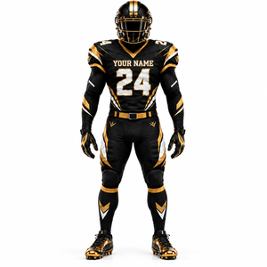 Ensemble d'uniformes de football américain personnalisés Jaune néon Noir à carreaux Maillot de football rembourré Pantalon Nom Numéro Protection UV - Product Image 1