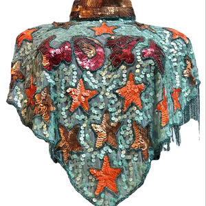 Robe de soirée luxueuse, élégante et stylée, broderie, tissu en poly-maille, cape perlée, tissu en mousseline, sequins, glands, perles, cristaux, clubs - Product Image 2