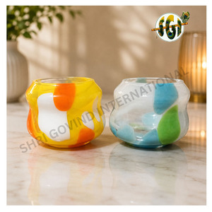 Élégant Porte-Bougie Carré en Verre Fait Main Résistant à la Chaleur pour Centre de Table Décoration de Mariage - Product Image 1
