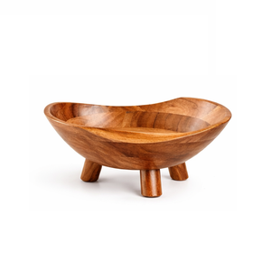 Nouveauté : Bol de service en bois d'acacia de forme personnalisée, fait main, écologique, pour salades et fruits, vaisselle décorative - Product Image 6