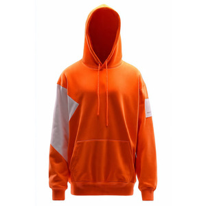 Sweat-shirt à capuche pour homme, color-block orange, respirant, OEM, coupe oversize, manches classiques, avec poche, décontracté, tricoté, 100% coton, vente en gros - Product Image 1