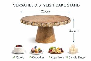Soporte Redondo de Madera Ecológico para Pasteles, Plato Reutilizable para Exhibición de Postres por Aqudus Saleem para Mesa de Fiesta o Panadería - Product Image 3