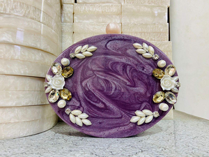 Handbag Clutch Greatest Mother of Pearl Resin Clutch Metal & Stone Embellishment Embroidery Ladies Handbags BY MULTI CRAFT - Product Image 5