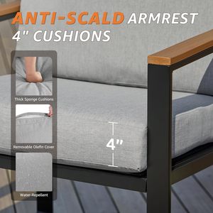 Juego de Sofás de Aluminio Minimalistas Modernos OEM con Cojines Impermeables para Patio Trasero, Uso en Exteriores - Product Image 4