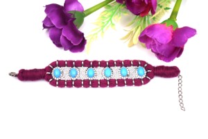 Handcrafted 18K Solid Gold Rhodium Plated Multi <b>Gemstone</b> & Zircon Diamond Trendy <b>Bracelet</b> for Wedding & Party Occasions - Product Image 2