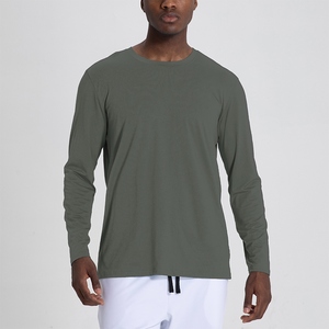 Men's Long Sleeve T-Shirt O-Neck Regular Fit Solid Color Knitted Fabric Casual Style - Product Image 5
