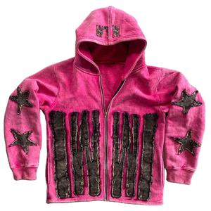 เสื้อมีฮู้ดแบบมีซิปสำหรับชายและหญิงผ้าเปียกเปียกสไตล์วินเทจผ้าปักโลโก้ออกแบบได้ตามที่ต้องการสำหรับ100% ใส่ได้ทั้งชายและหญิง - Product Image 1