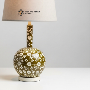 Modern Square Bone Inlay <b>Lantern</b> Geometric Moroccan Style Easter Nightstand Light Premium Artisan Home Decorative Accent <b>Lamp</b> - Product Image 2