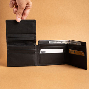 Cartera Larga Negra de Cuero Genuino Clásico de Alta Calidad, Portamonedas, Carteras de Diseñador de Lujo para Hombre - Product Image 6