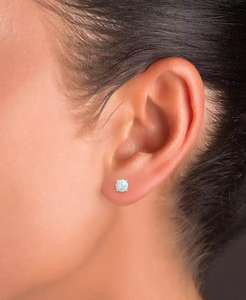 Orecchini a vite tonda con opale coltivati in laboratorio (5/8 ct. T. w.) | Del primato - Product Image 2