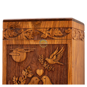 Urne funéraire en bois de rose sculptée à la main AYAANS, très vendue, pour cendres d'adultes, urnes funéraires en gros (6X6X11)IN - Product Image 6