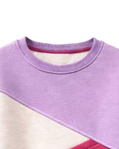 Sudadera de mujer con bloques de color lavanda y rosa, cuello redondo, estilo casual, holgada, personalizada, de moda, para invierno. - Product Image 5