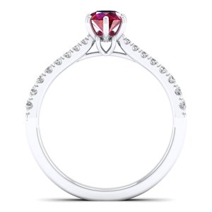 Anillo de Compromiso REYES Hecho a Medida en Oro Sólido de 14K con Diamante Certificado IGI, Corte Redondo, Gema de Rubí de 0.5 Quilates, Joyería Preciosa - Product Image 4